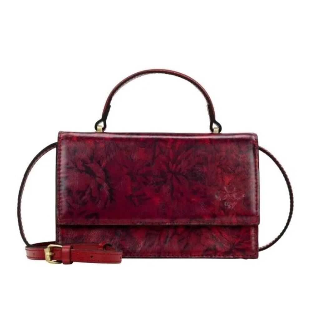 Patricia Nash Goring Leather Top Handle Crossbody Bag Etched Roses B000582